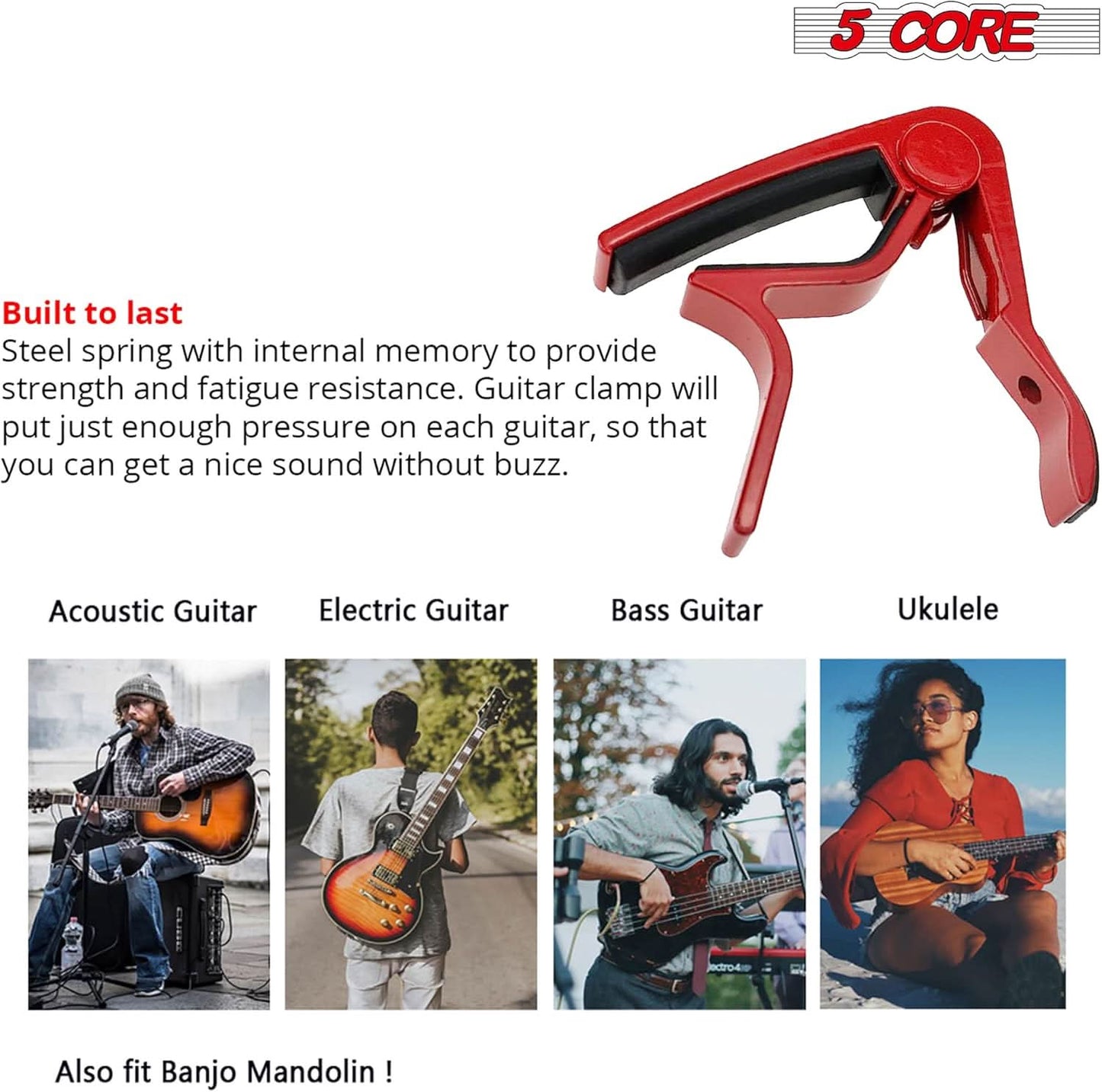 5Core Capo Acoustic Electric Guitar 6 String Kapo Clip For Banjo