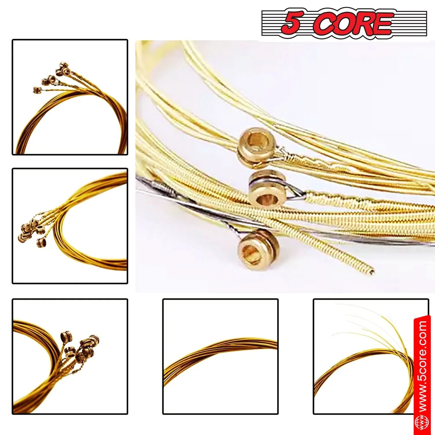 5Core Acoustic Guitar Strings 0.010-0.047 Steel Gauge Heavy Duty W