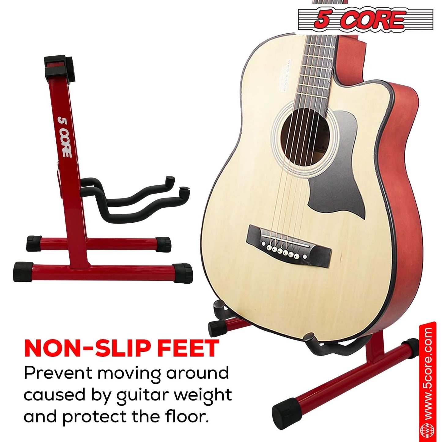 5 Core Guitar Stand A Frame Shape w Soft Foam Arm Non Slip Rubber for