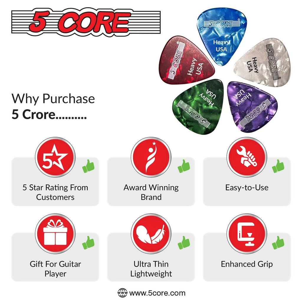 5Core Guitar Picks 0.96mm Celluloid Heavy Gauge Pick - Acoustic