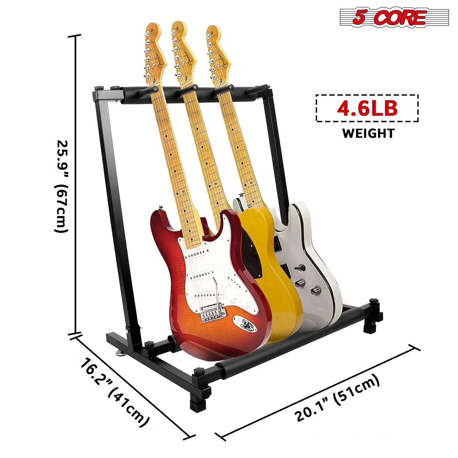 Multi Guitar Rack Stand Floor 3 Slot Adjustable Flying V Guitars