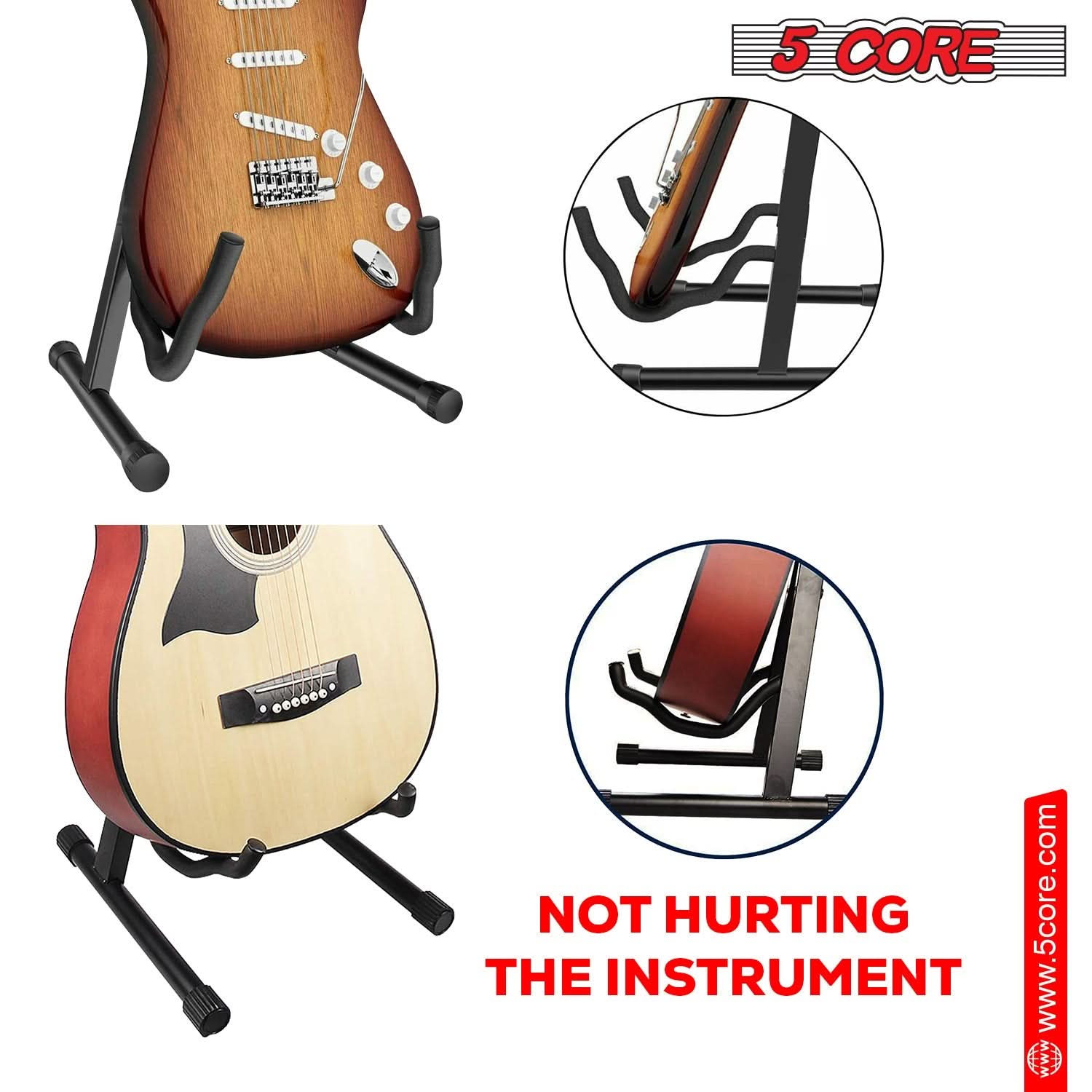 5 Core Guitar Stand A Frame Shape w Soft Foam Arm Non Slip Rubber for