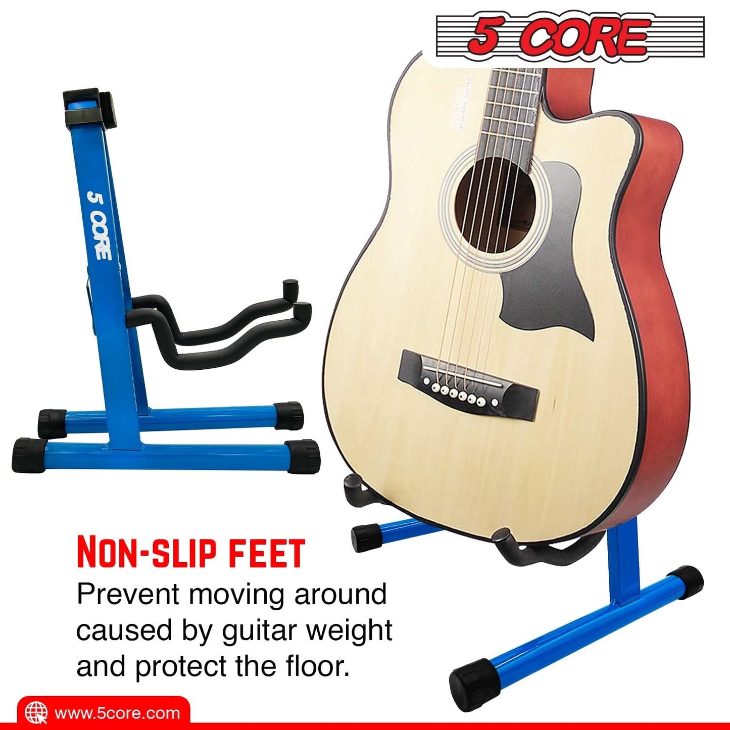 5 Core Guitar Stand A Frame Shape w Soft Foam Arm Non Slip Rubber for