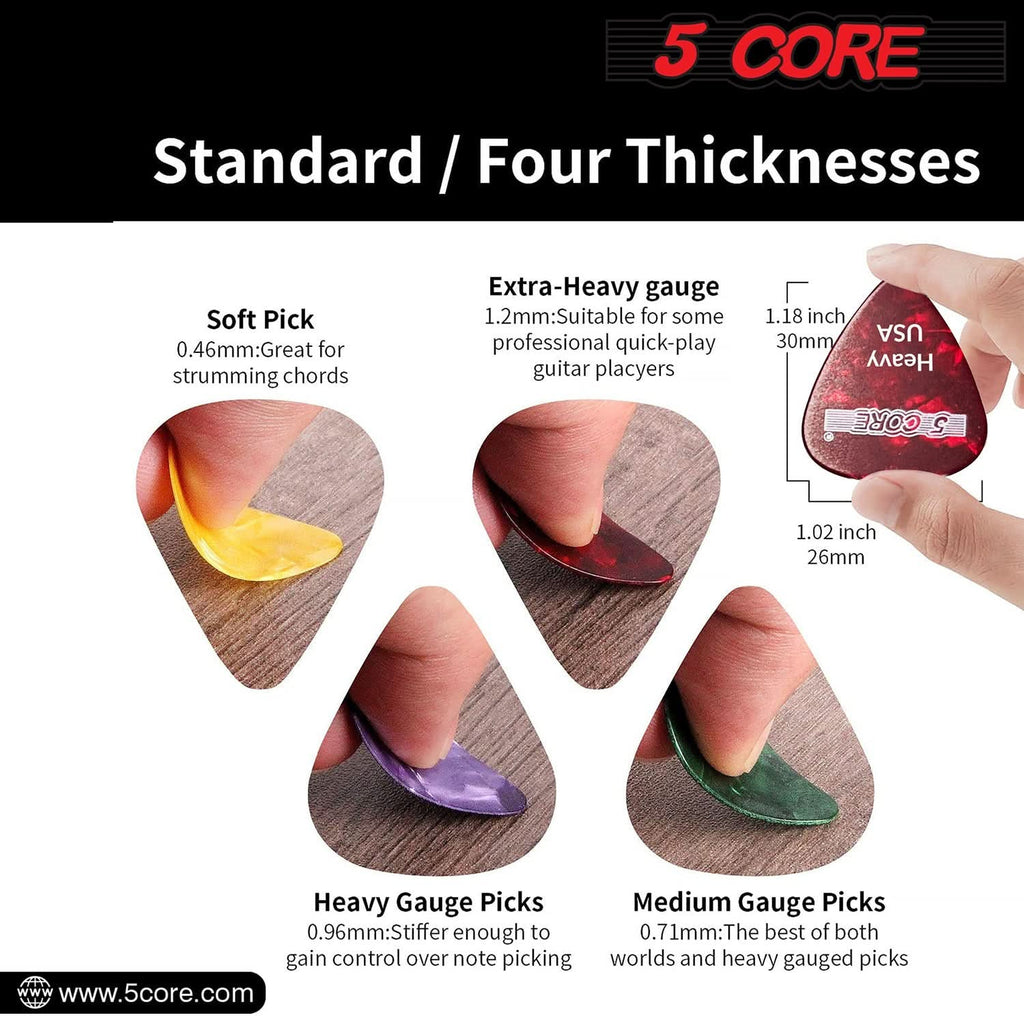 5Core Guitar Picks 0.96mm Celluloid Heavy Gauge Pick - Acoustic