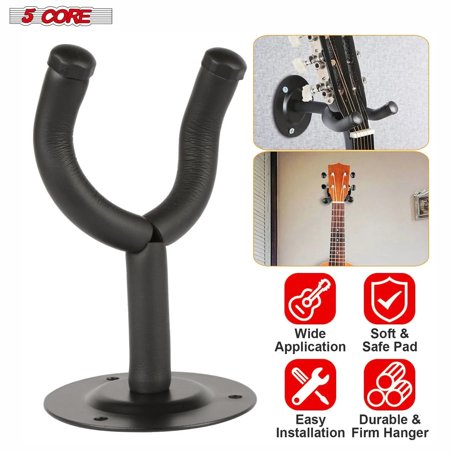 Guitar Wall Mount Hanger Display Guitar Wall Holder Hook W Screws Soft