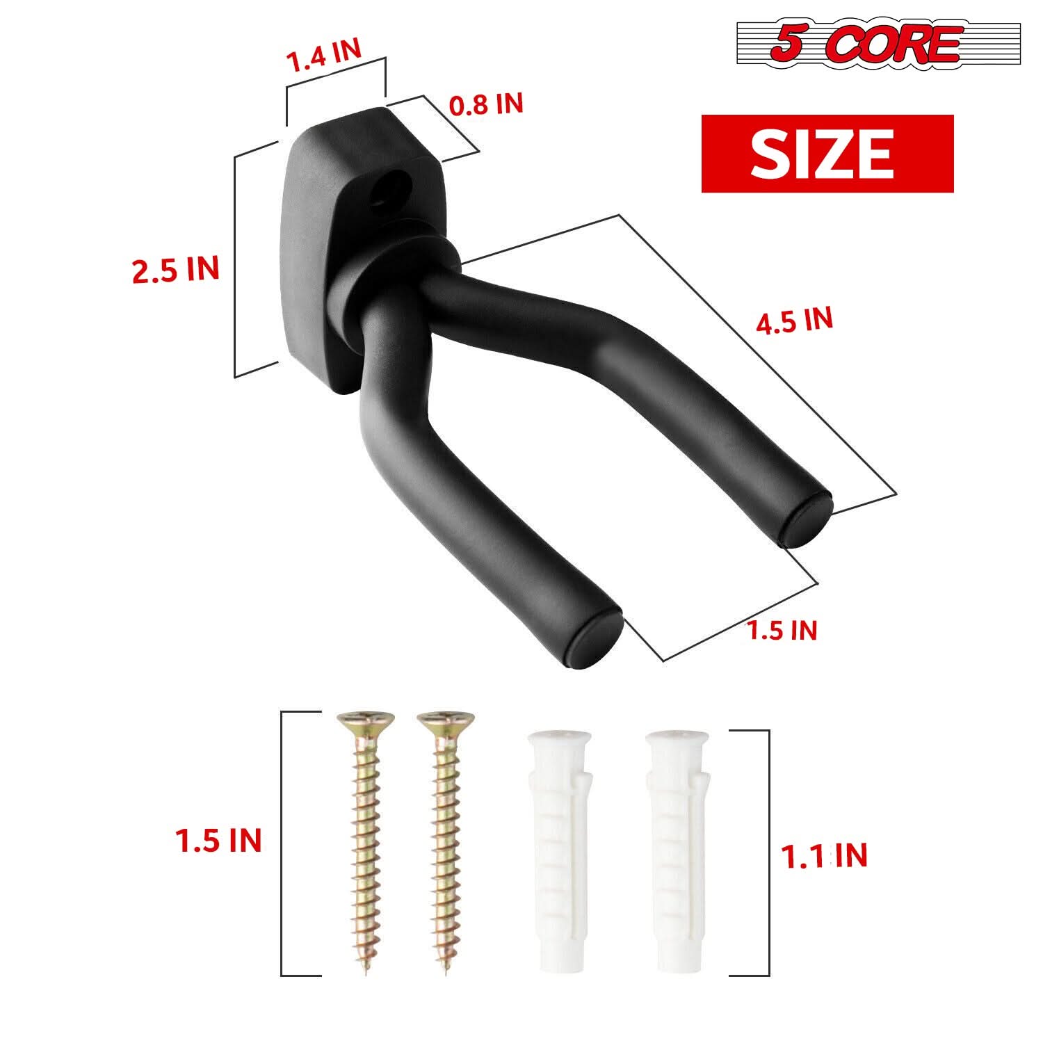 5Core Guitar Wall Mount Hanger Display Wall Hook Soft Padding Holder