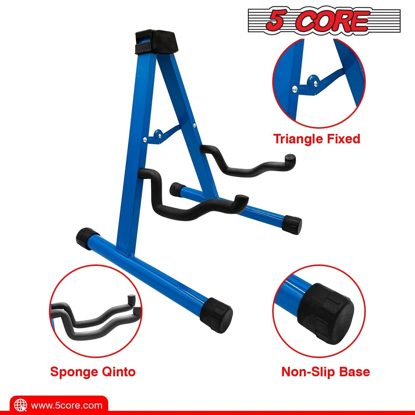5 Core Guitar Stand A Frame Shape w Soft Foam Arm Non Slip Rubber for