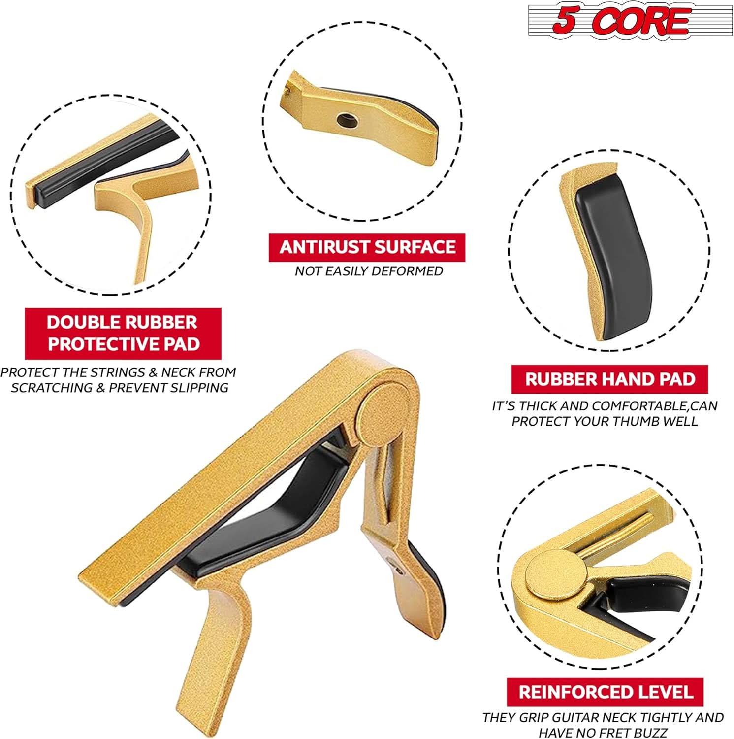 5Core Capo Acoustic Electric Guitar 6 String Kapo Clip For Banjo