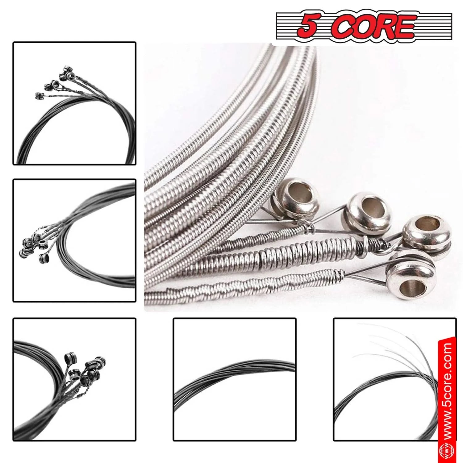 5Core Bass Electric Guitar Strings 0.045-.100 Gauge W Bright Tone for