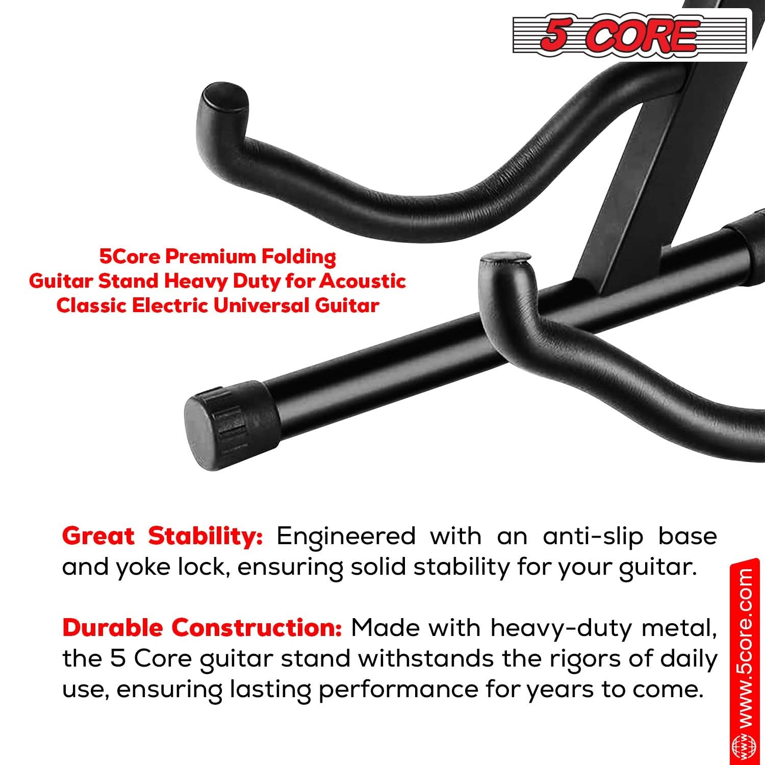 5 Core Guitar Stand A Frame Shape w Soft Foam Arm Non Slip Rubber for