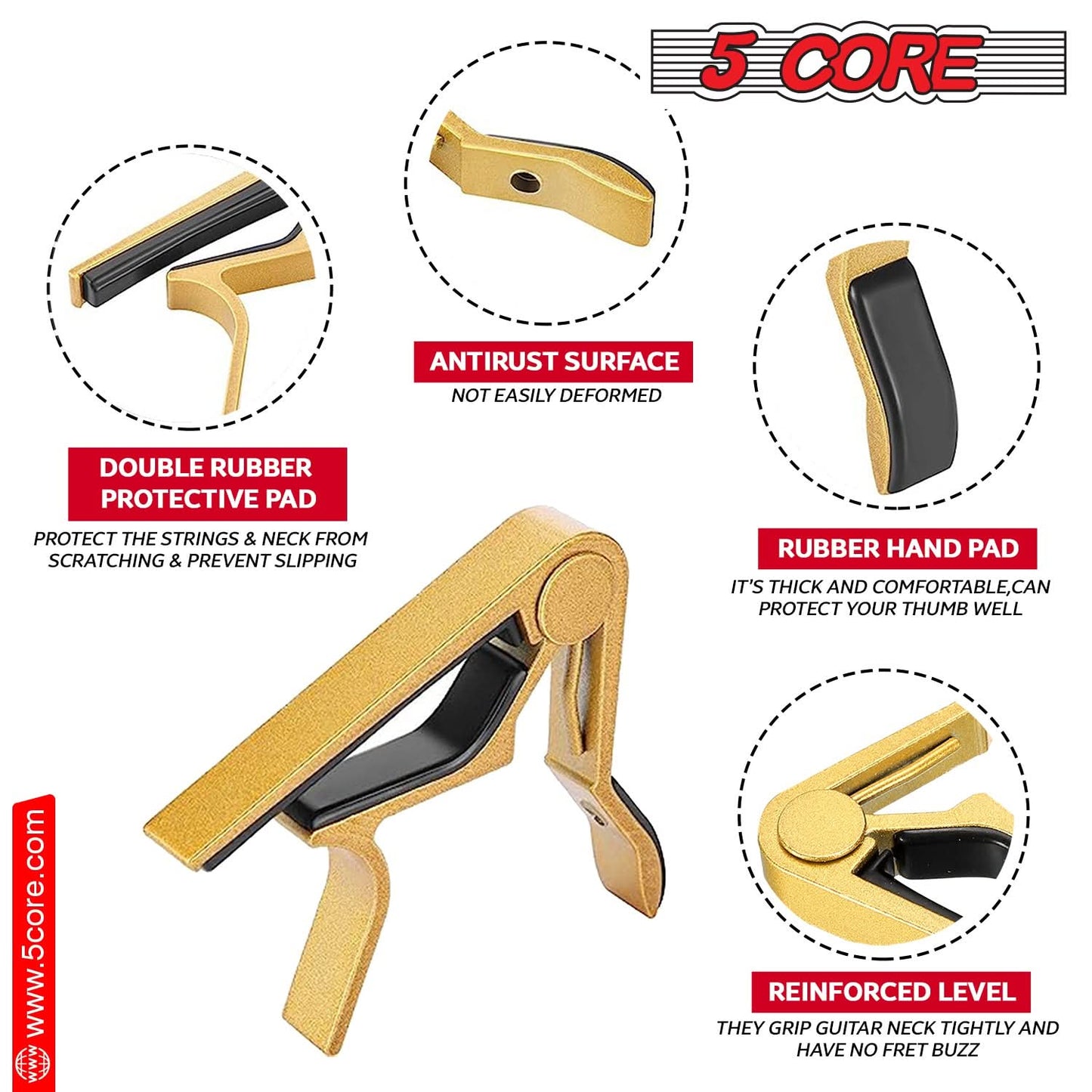 5Core Capo Acoustic Electric Guitar 6 String Kapo Clip For Banjo