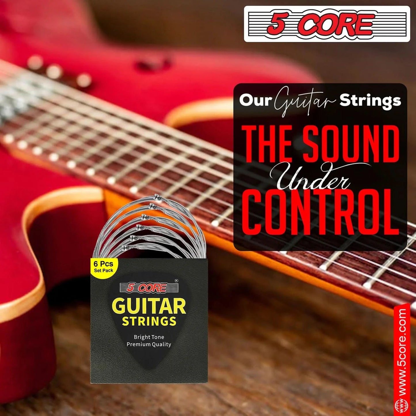 5Core Electric Guitar Strings Nickel 0.009-.042 Gauge W Bright Tone
