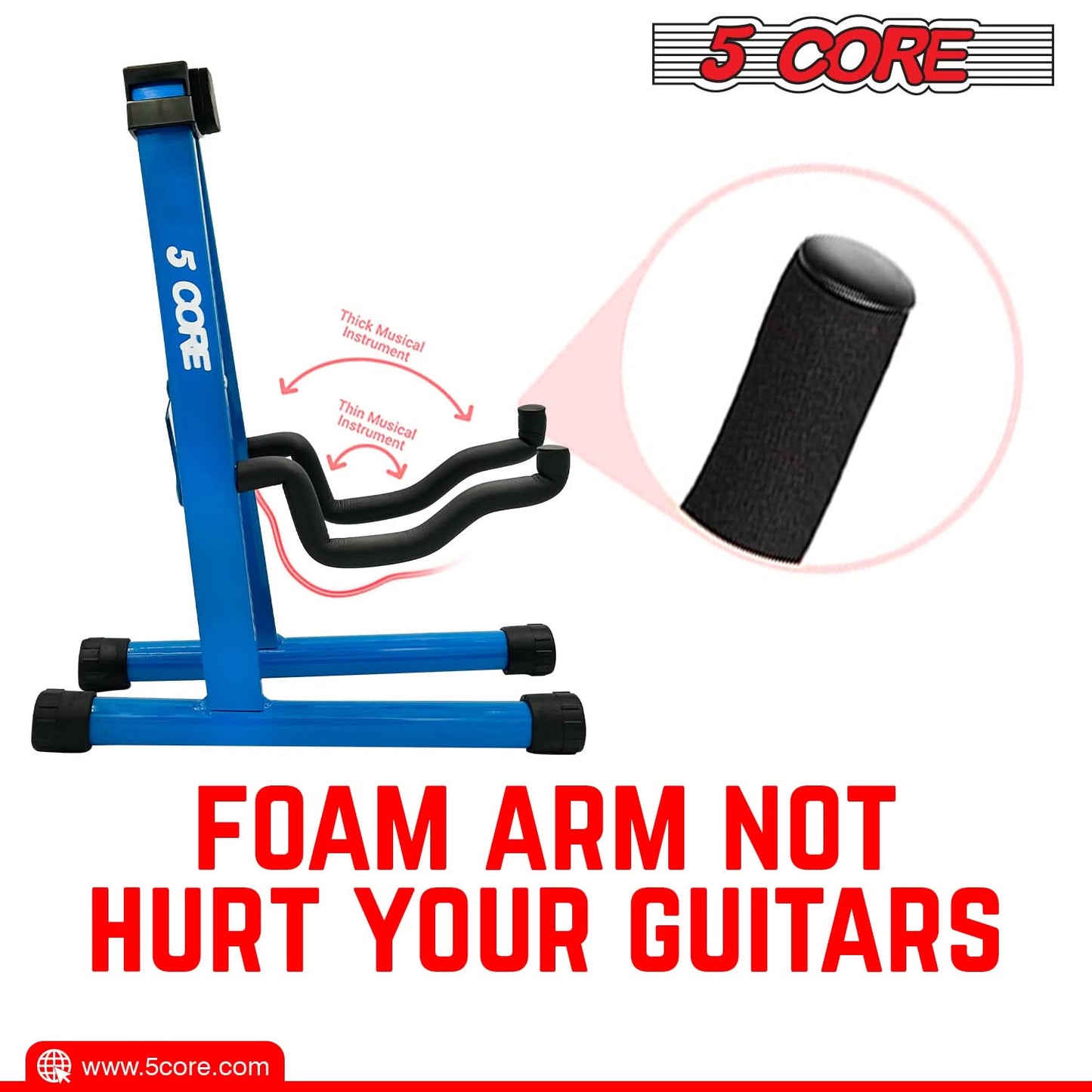 5 Core Guitar Stand A Frame Shape w Soft Foam Arm Non Slip Rubber for