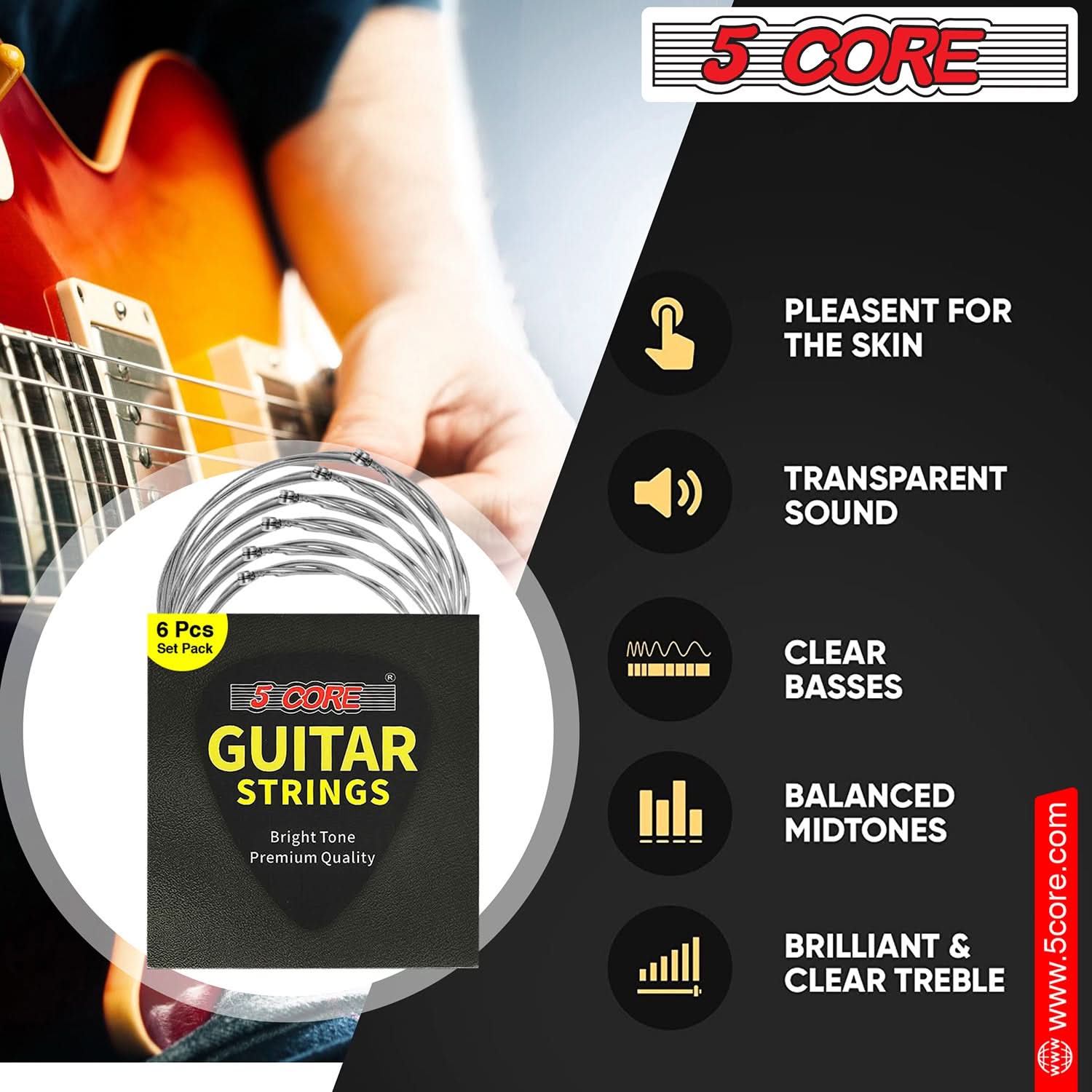 5 Core Electric Guitar Strings for 6 String Guitars Nickel Plated