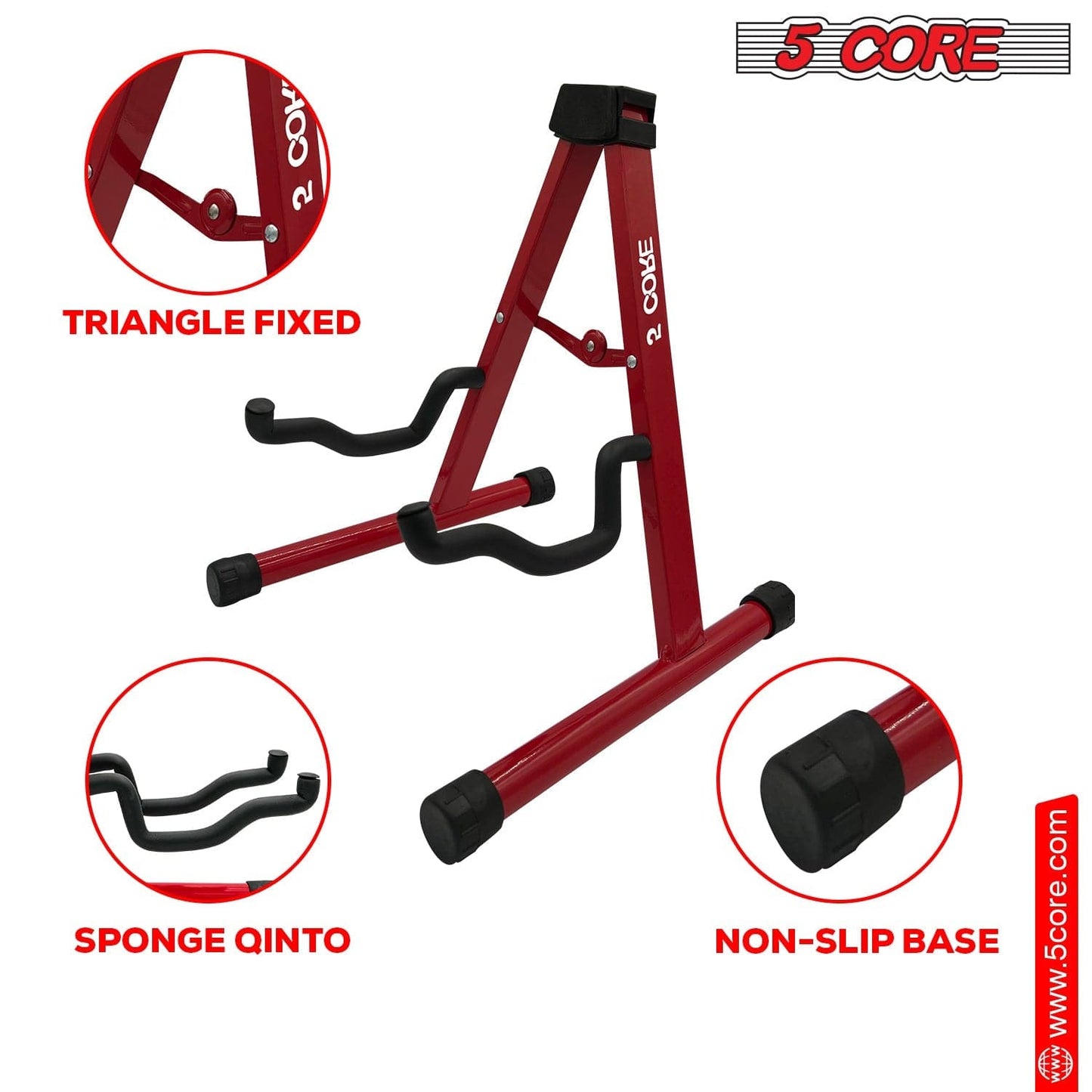 5 Core Guitar Stand A Frame Shape w Soft Foam Arm Non Slip Rubber for