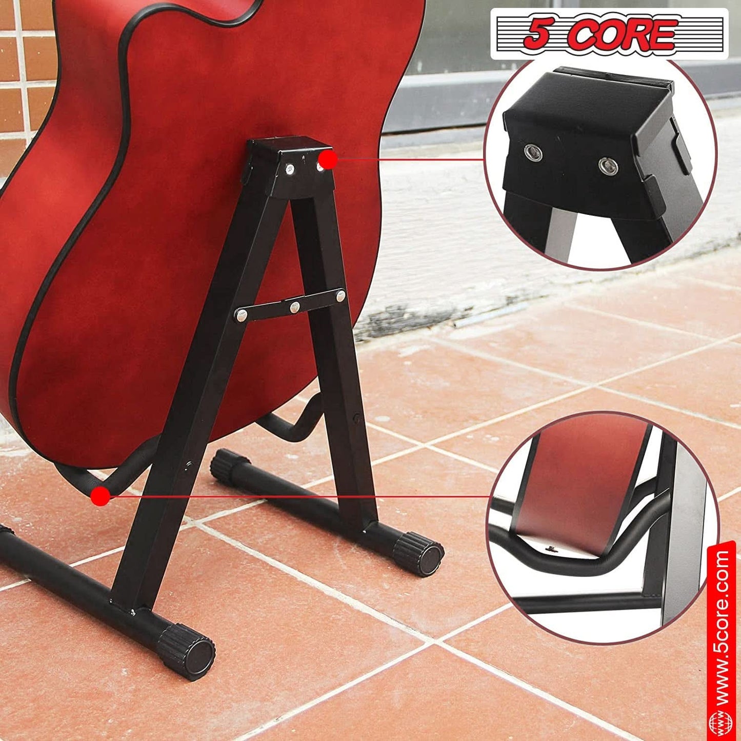 5 Core Guitar Stand A Frame Shape w Soft Foam Arm Non Slip Rubber for