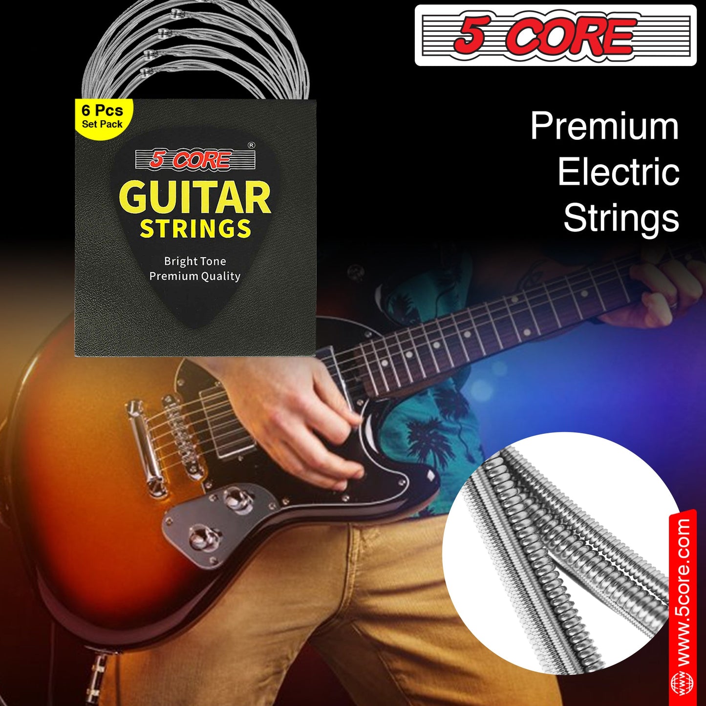 5 Core Electric Guitar Strings for 6 String Guitars Nickel Plated