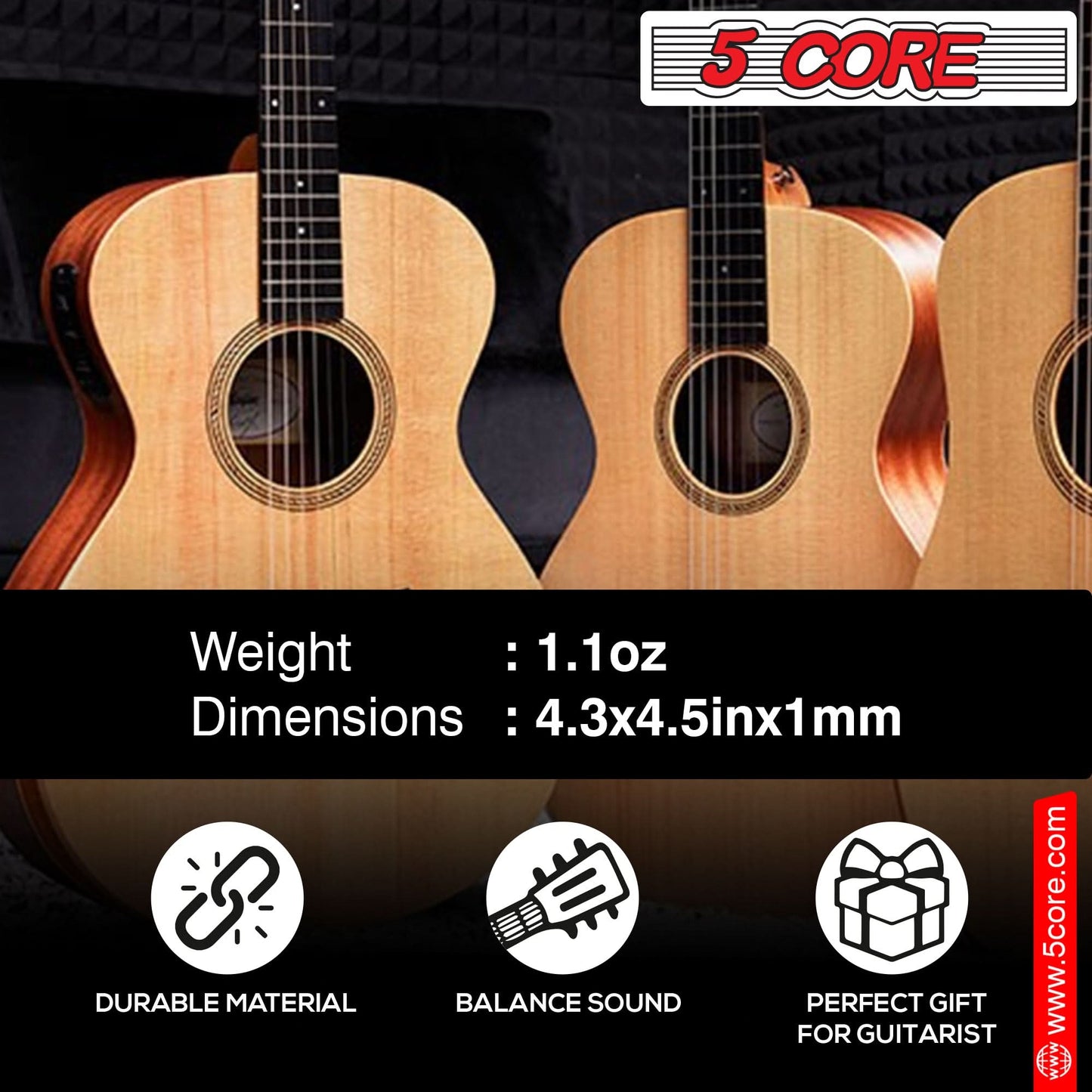 5 Core Acoustic Guitar 6 String Set Light Gauge Steel Carbon Core