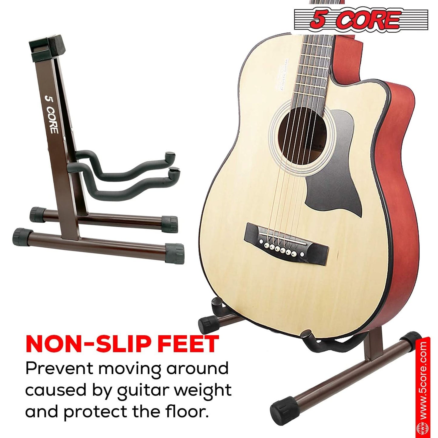 5 Core Guitar Stand A Frame Shape w Soft Foam Arm Non Slip Rubber for