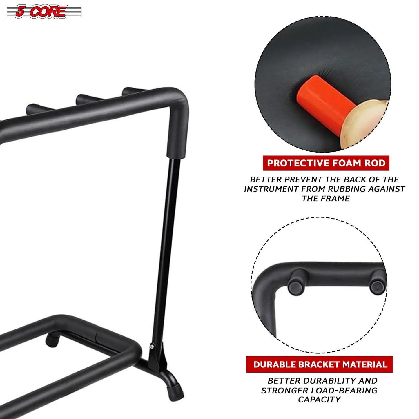 5Core Guitar Rack 5 Slot Multi Guitars Stands Floor Safe Storage for