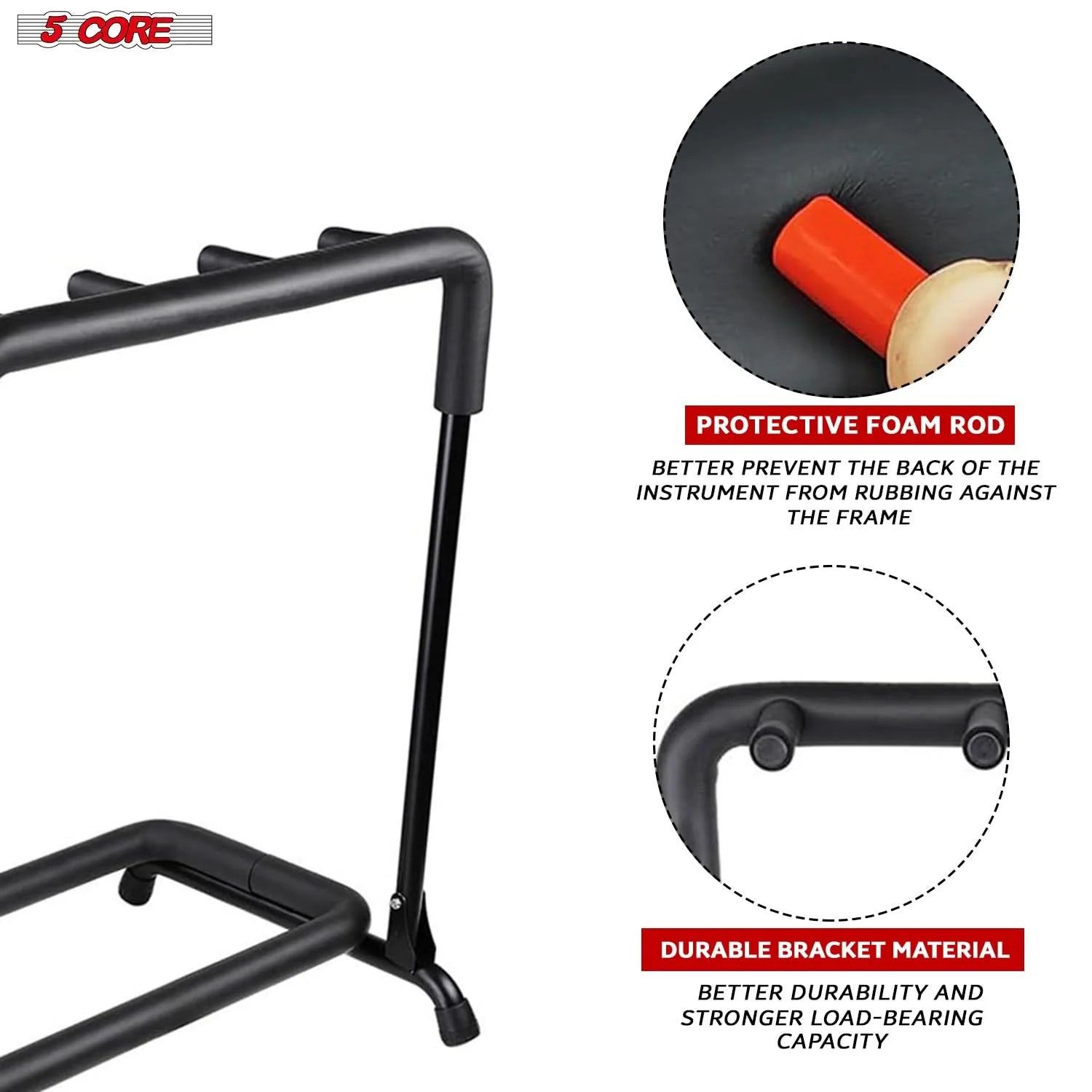 5Core Guitar Rack 5 Slot Multi Guitars Stands Floor Safe Storage for