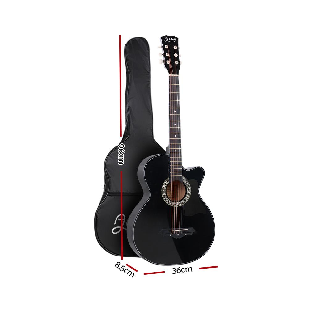 Alpha 38 Inch Acoustic Guitar Wooden Body Steel String Full Size w/