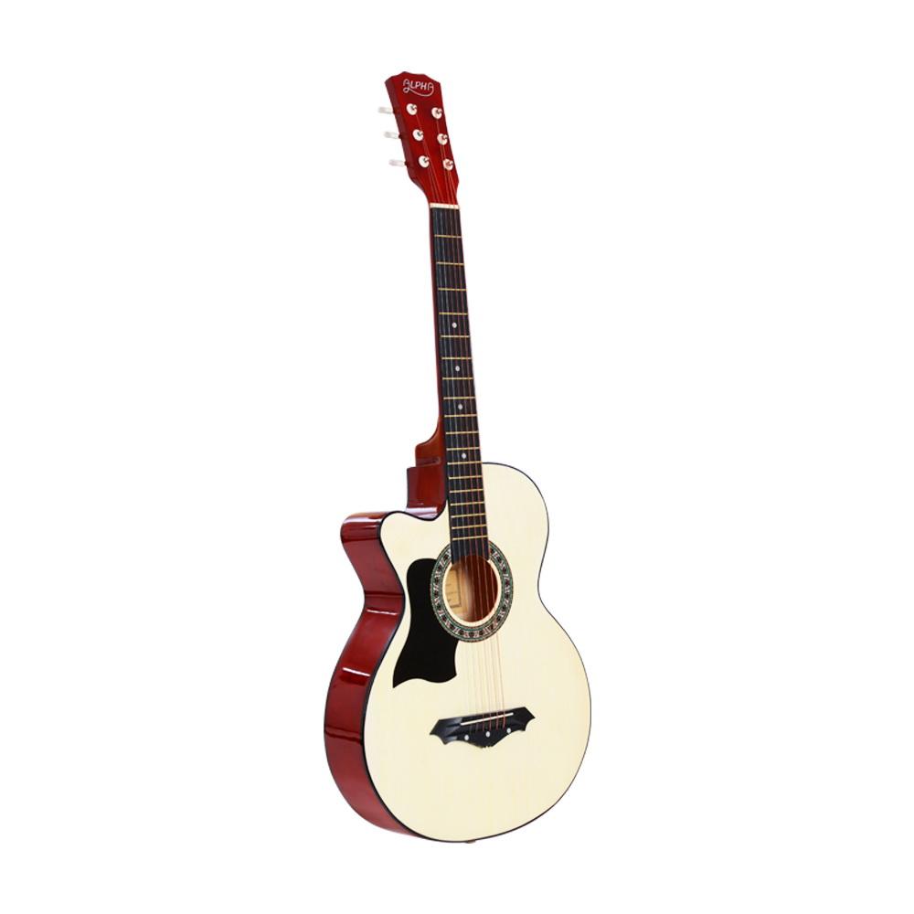 Alpha 38 Inch Acoustic Guitar Wooden Body Steel String w/ Stand Left