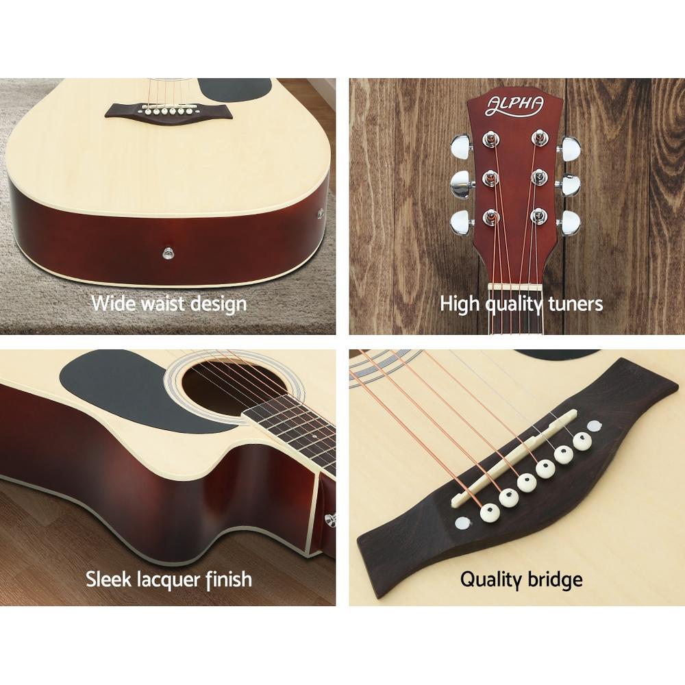 Alpha 41 Inch Acoustic Guitar Equaliser Electric Output Cutaway w/