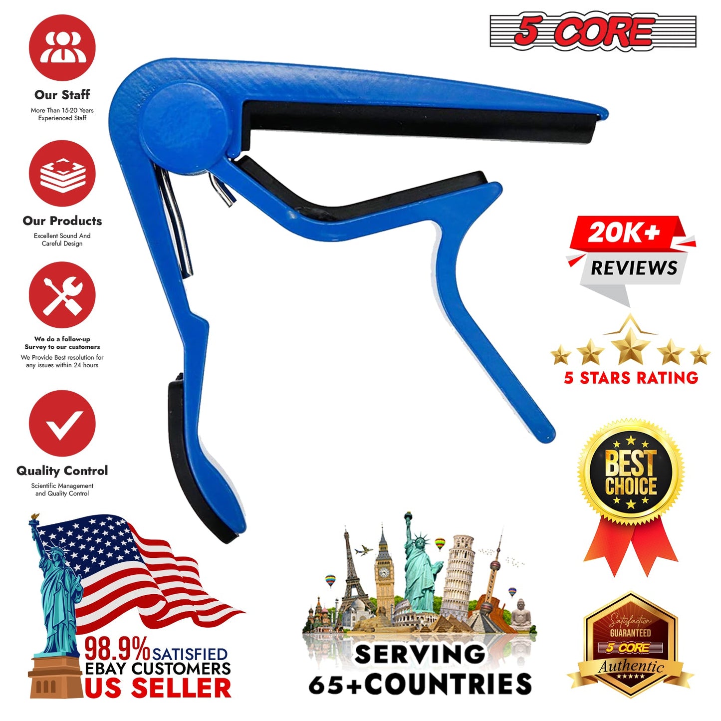5Core Capo Acoustic Electric Guitar 6 String Kapo Clip For Banjo