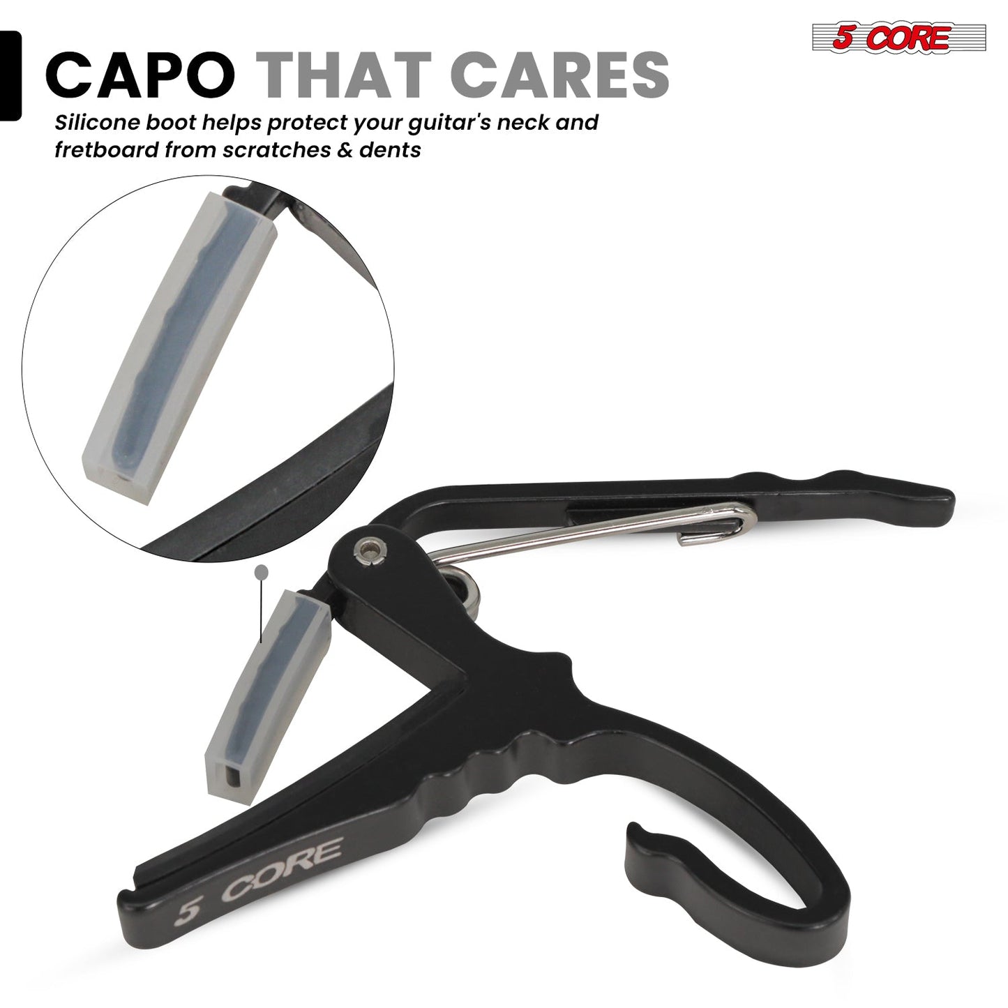 5Core Capo Acoustic Electric Guitar String Clip + 6Pcs Guitar Picks