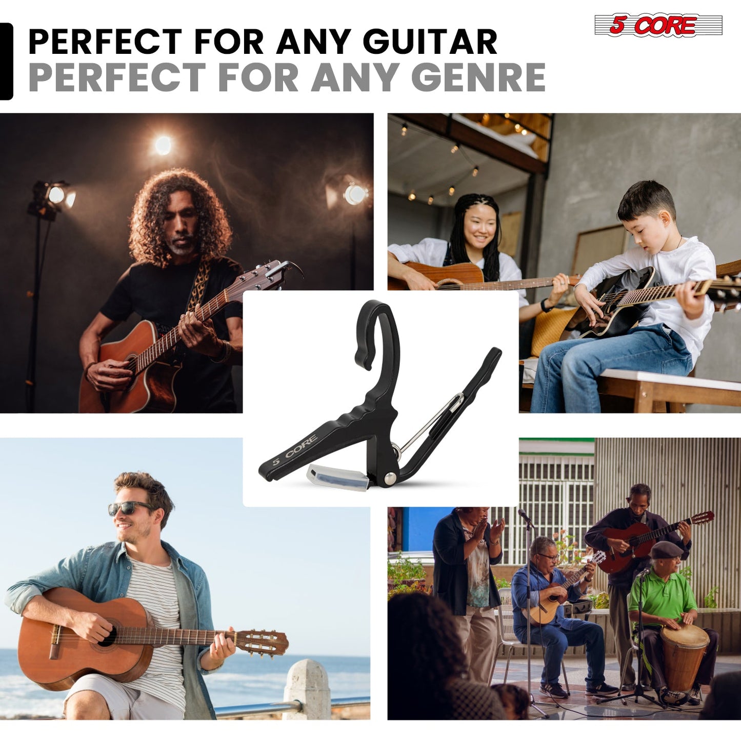 5Core Capo Acoustic Electric Guitar String Clip + 6Pcs Guitar Picks