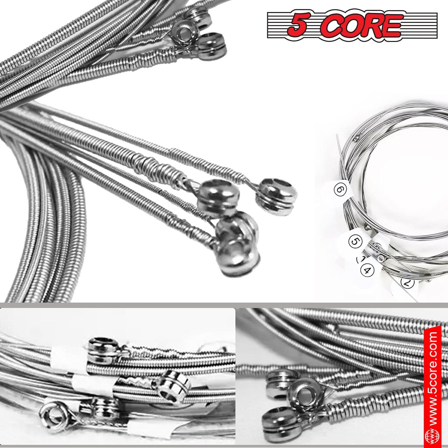 5Core Bass Electric Guitar Strings 0.045-.100 Gauge W Bright Tone for