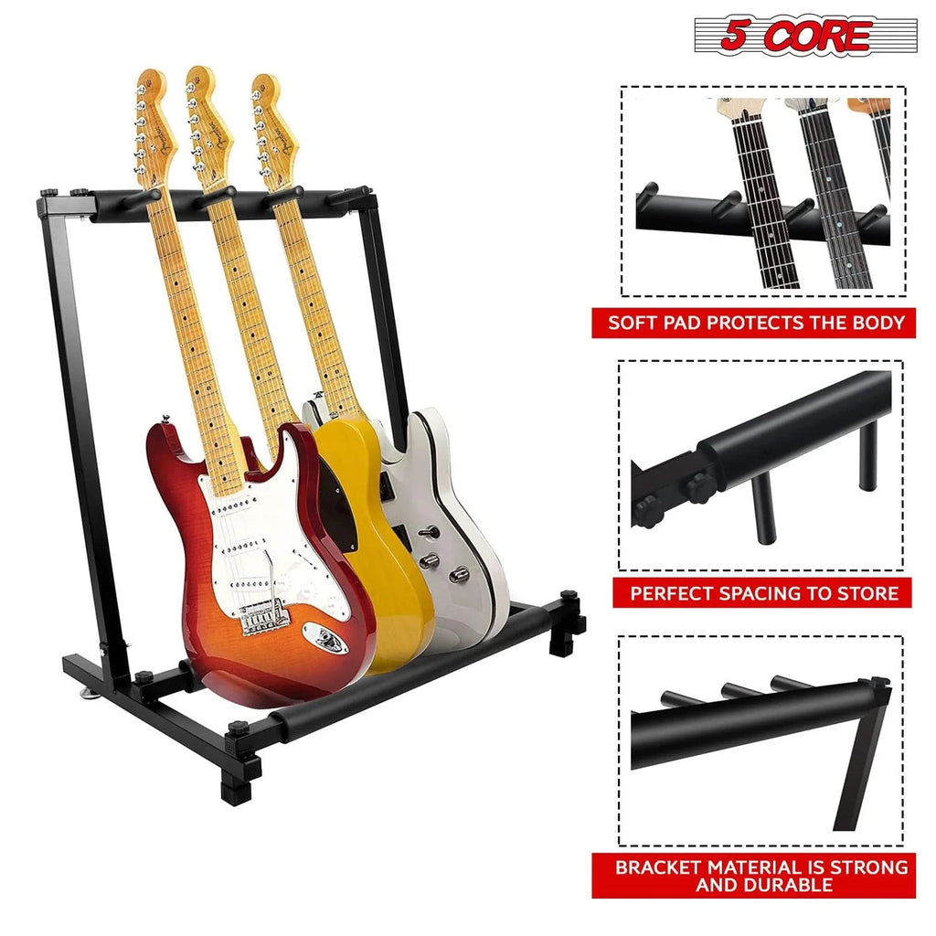 Multi Guitar Rack Stand Floor 3 Slot Adjustable Flying V Guitars