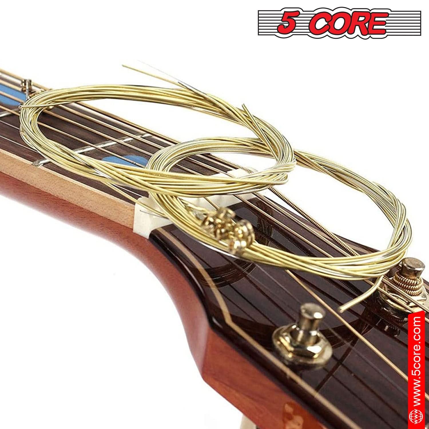 5Core Acoustic Guitar Strings 0.010-0.047 Steel Gauge Heavy Duty W