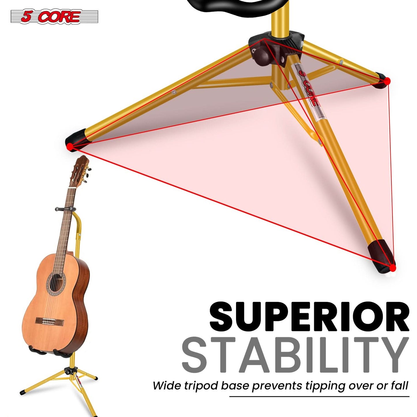 5 Core Guitar Stand Floor Adjustable Heavy Duty w Neck Holder for